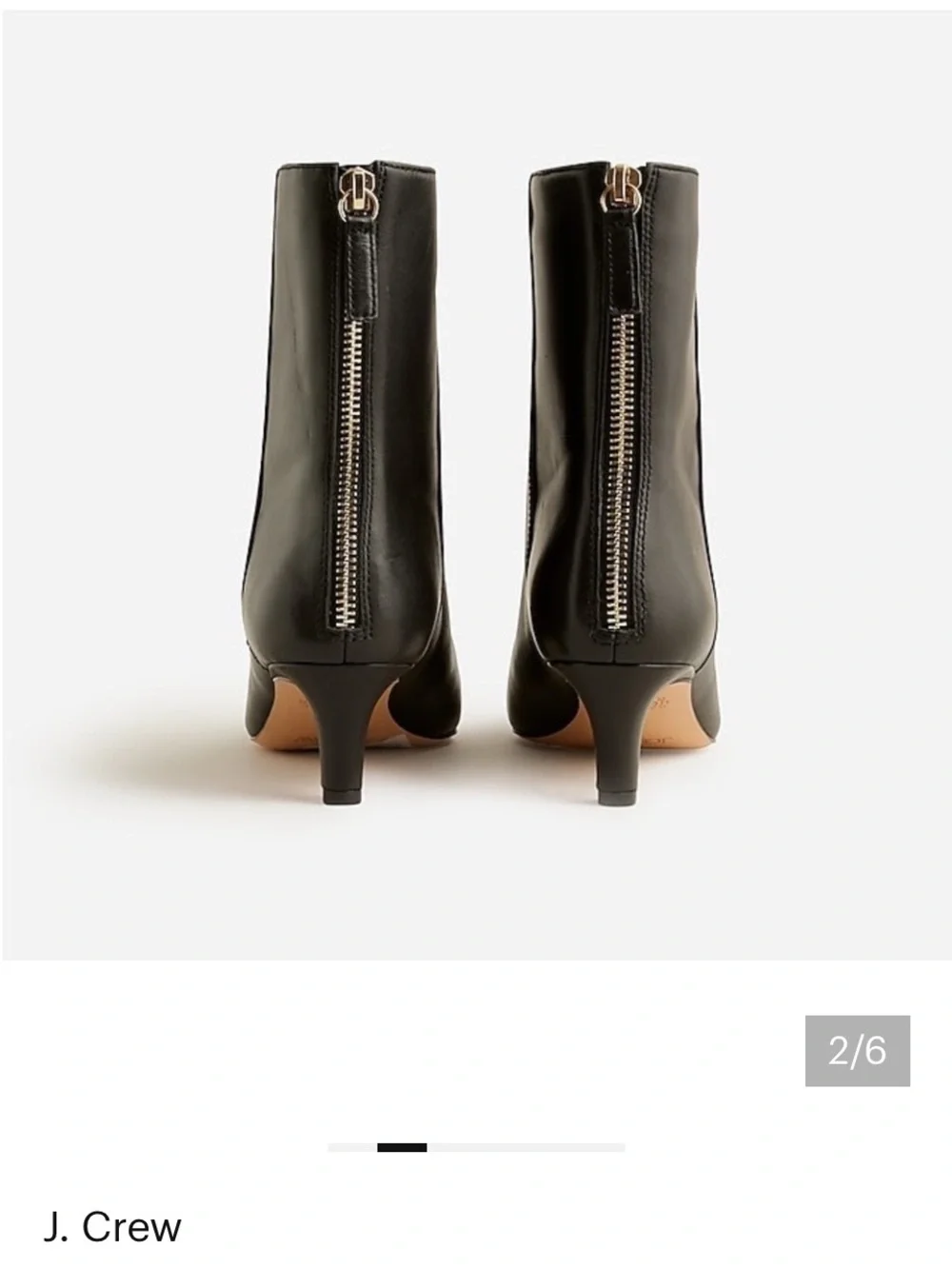 J. Crew Black Leather Pointed Ankle Boot with Low Kitten Heel